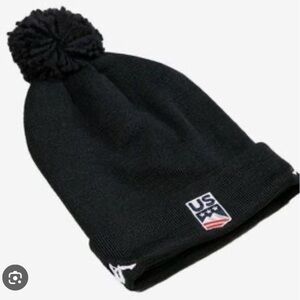 Kappa 6Cento Flock 3 Team US Ski & Snowboard Blk Pom Beanie Hat Cuffed Cap